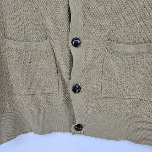 Pj Paul Jones Cardigan Sweater Mens Large‎ Collar Tan Long Sleeve Casual Preppy - Picture 3 of 10